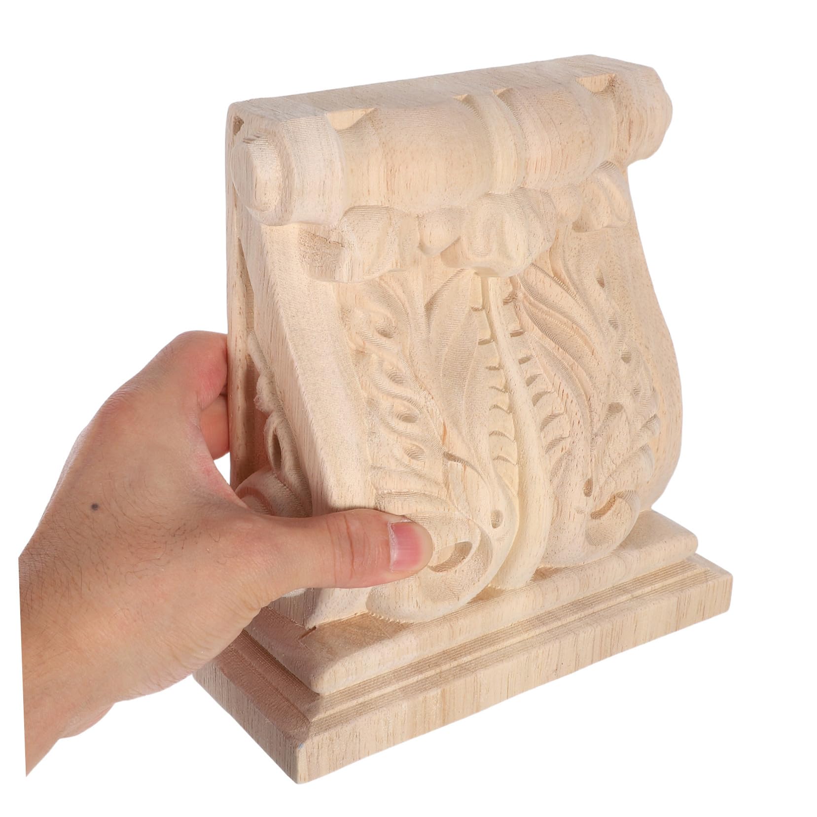 HOMSFOU Handgeschnitzte Konsolen Massivholz Vintage Regalträger Dekorative Eckapplikationen für Landhausmöbel Robuste Wandhalterungen mit Eleganter Holzmaserung