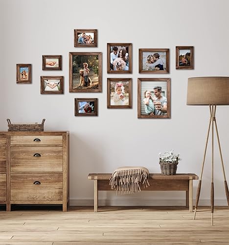 Miniatura 7 de Yaetm - Marco de fotos de 11 x 14 pulgadas, marco de fotos de madera maciza natural para montaje en pared, vidrio de alta definición negro