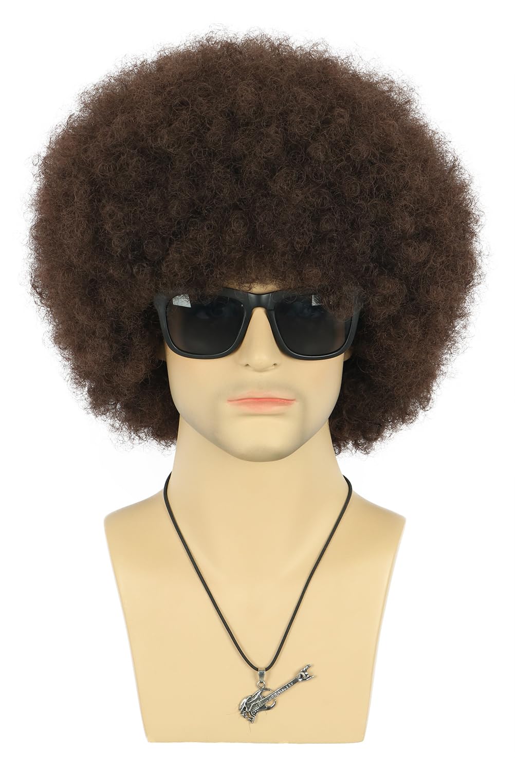 VGbeaty Men Women Short Curly Dark Brown Wig