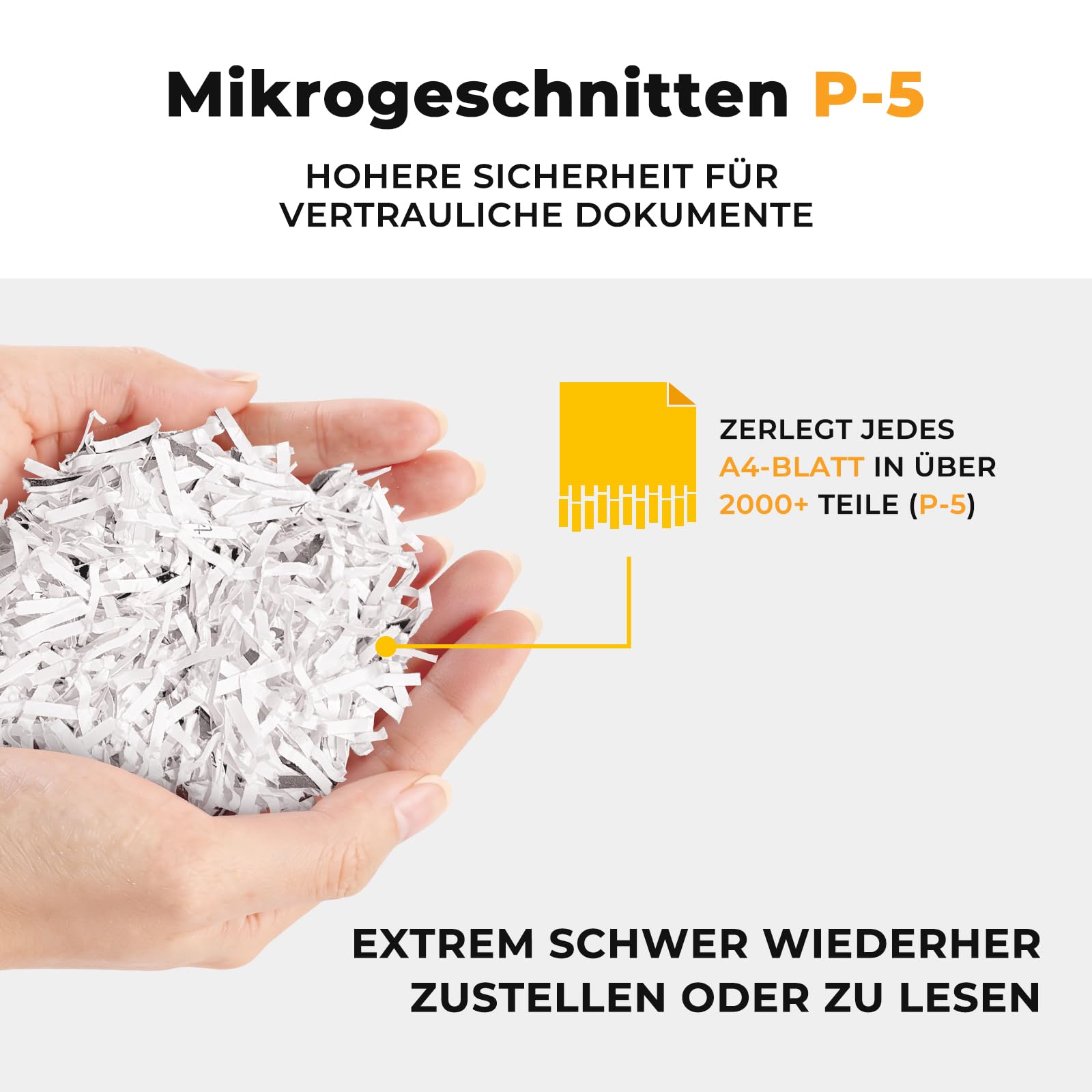 200 Blatt Aktenvernichter P-5 Partikelschnitt Aktenvernichter, 7 Blatt manuell, 40 Min Dauerbetrieb, Anti-Stau, vernichtet Kreditkarten & Heftklammern, 22L Auffangbehälter, für Büro & Gewerbe