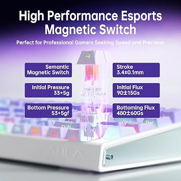 x AULA HERO 68 HE 60% Gaming Keyboard Wired, Hall Effect Mechanical Keyboard Mini with Adjustable Actuation, Rapid Trigger Mode, 8K Hz Polling Rate,0.125ms Latency,Side Printed PBT Keycaps,RGB Backlit