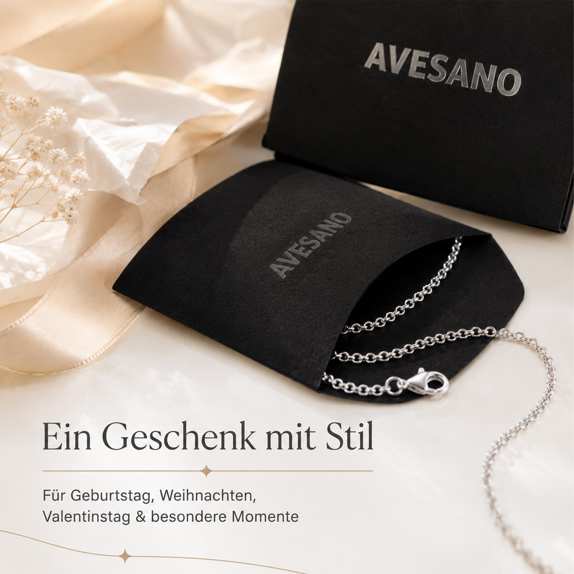 Erbskette 925 Silber Kette Damen Halskette 2,2 mm Rolo-Kette 12-0 | Silberkette in den Längen 42 45 50 60 70 80 90 100 cm verfügbar