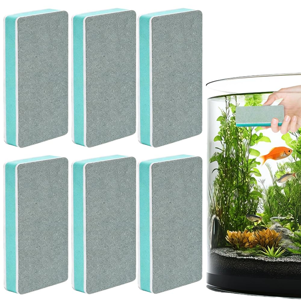 WdmKacmo 6 PCS Double-Sided Fish Tank Cleaning Brushes Soft EVA Glass Aquarium Scrubber Sponge for Aquarium Glass Kitchen Household Use