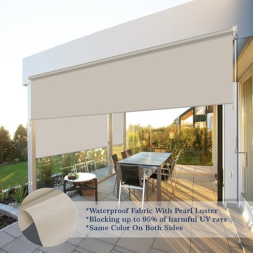 Vista 40 de Sunbox Persianas enrollables impermeables sin cordón para exteriores, tejidas a prueba de viento, persianas enrollables, privacidad y protección UV