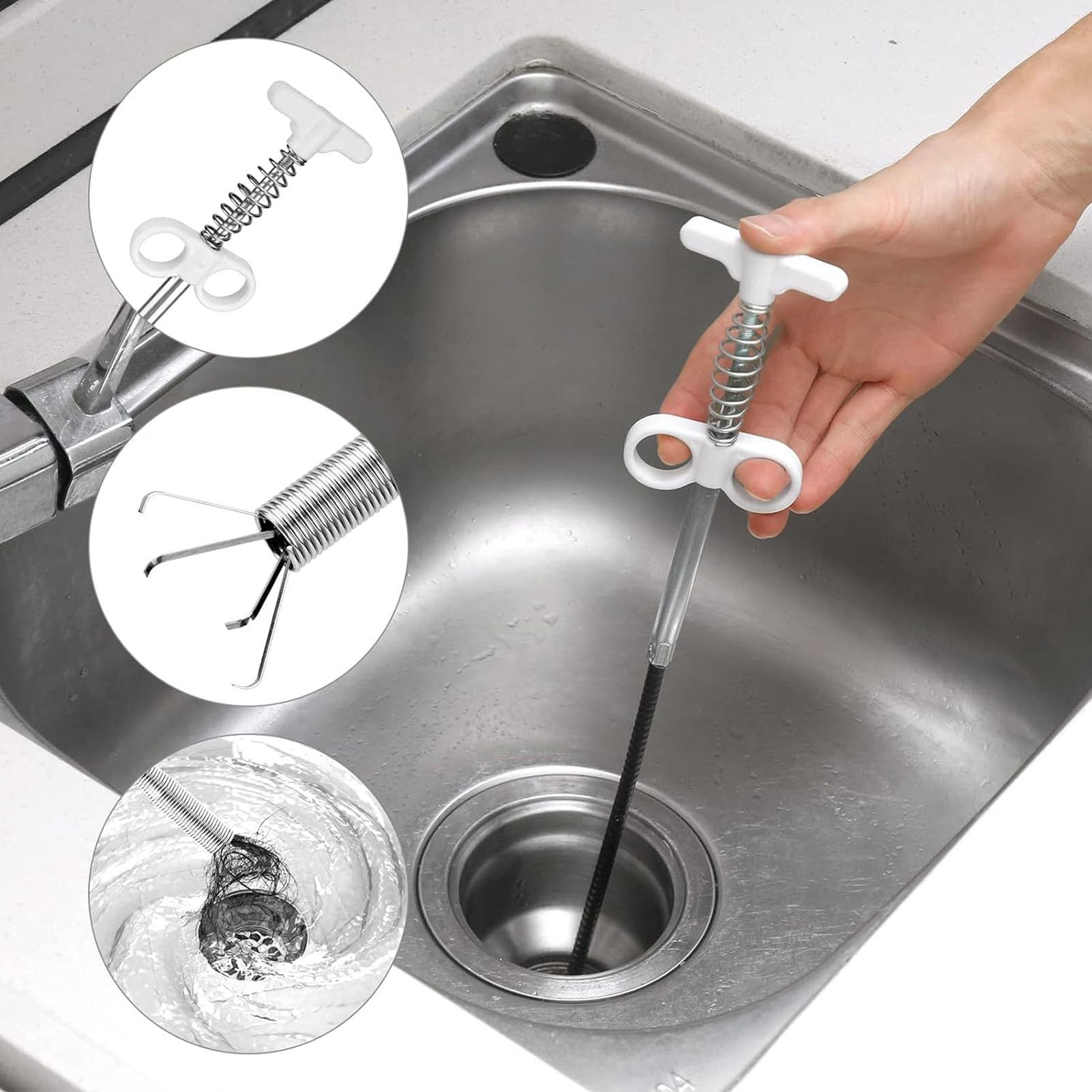 Drain Clog Remover Tool Flexible Scalable Drain Snake Clog Remover for Sewer Sink Toilet Bathroom