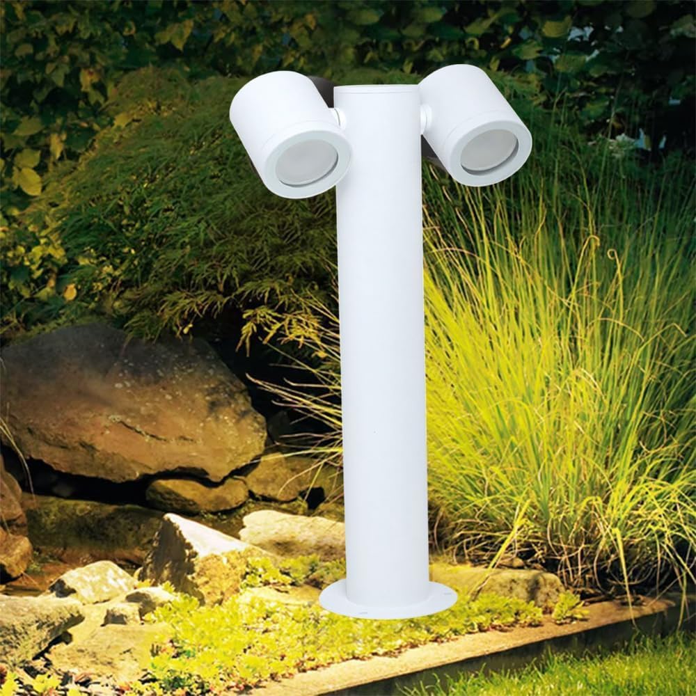 Lampione da Giardino GU10 IP44 440mm, Palo Luce da Esterno Moderno in Alluminio, Attacco GU10, Lampada da Terra per Vialetti, Giardino, Cortile – Senza Lampadina 539PB-B440 (Bianco)