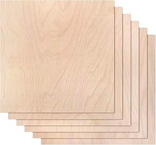 Proflex Birch Plywood 24pcs, 1/8" x 12” x 12” Real Wood Plywood Sheets Premium “A” Grade with Smooth Sanded Finish, Perfect for Laser Cutting & Engraving, Crafts, and DIY Projects.