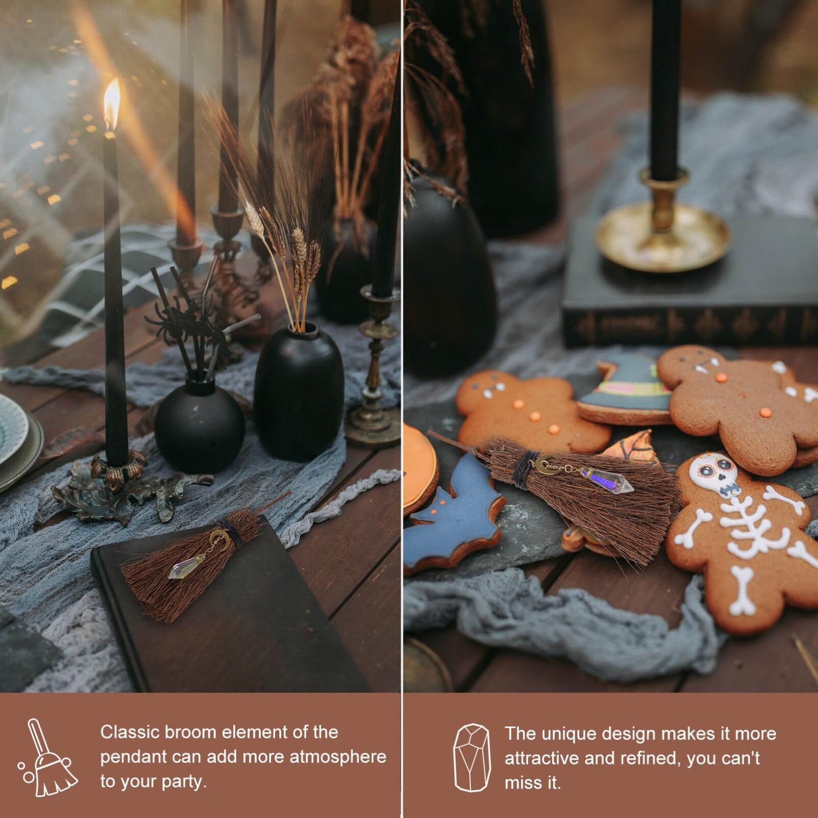 SINMI Balai D'autel De Sorcière De 11,4 Po | Balai De Sorcière En Cristal Coloré | Balai à