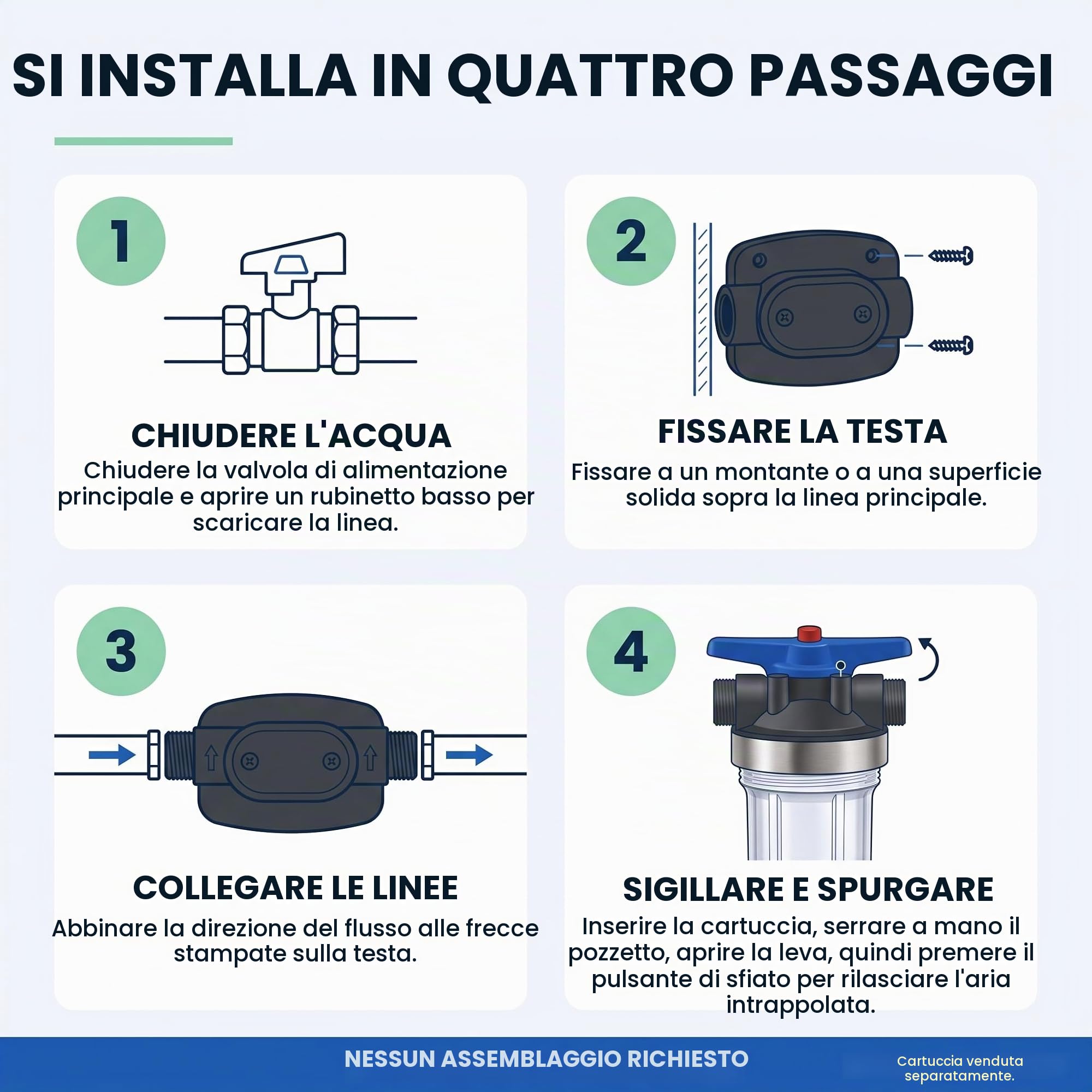 Culligan WH-S200-C Sistema di filtrazione dell'acqua per sedimenti per tutta la casa, trasparente