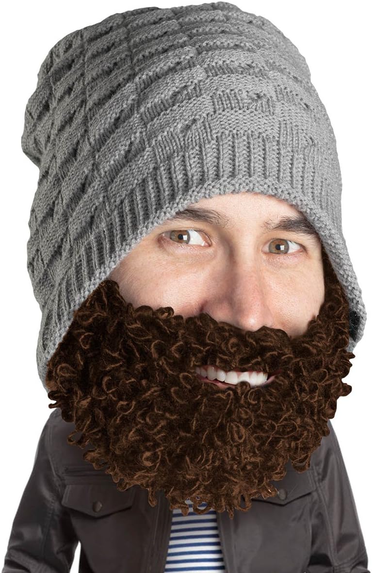 Beard Head Curly Atticus Beard Hat - Original Slouchy Beanie and Removable Beard