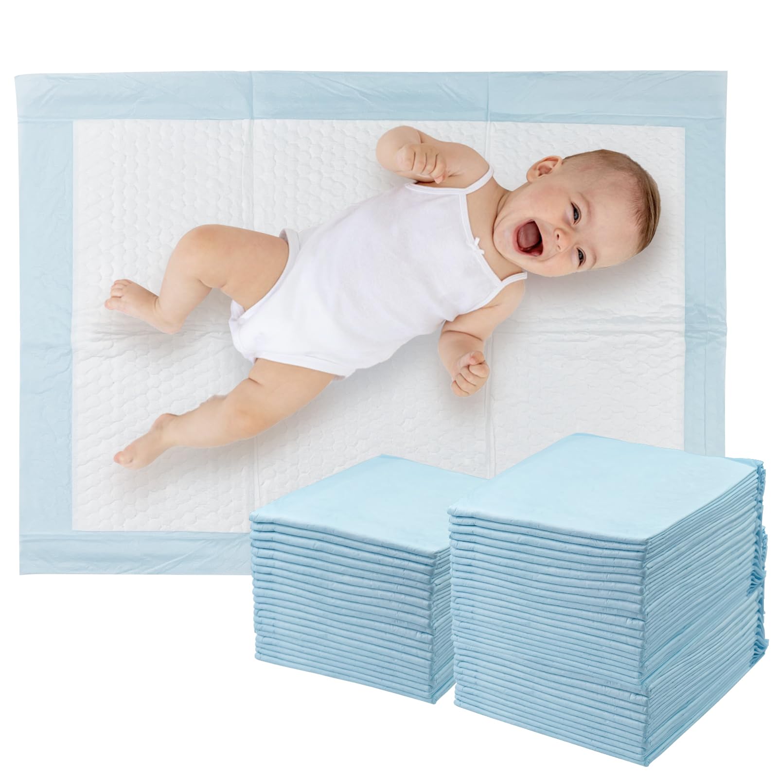 50 Pezzi Traverse per Fasciatoi Monouso, 60 × 40 cm Traversine Neonato Fasciatoio, Getta e Getta Multiuso, Uscinetti per Cambio Incontinenza, Ultra Morbido, Super Assorbente, Impermeabile
