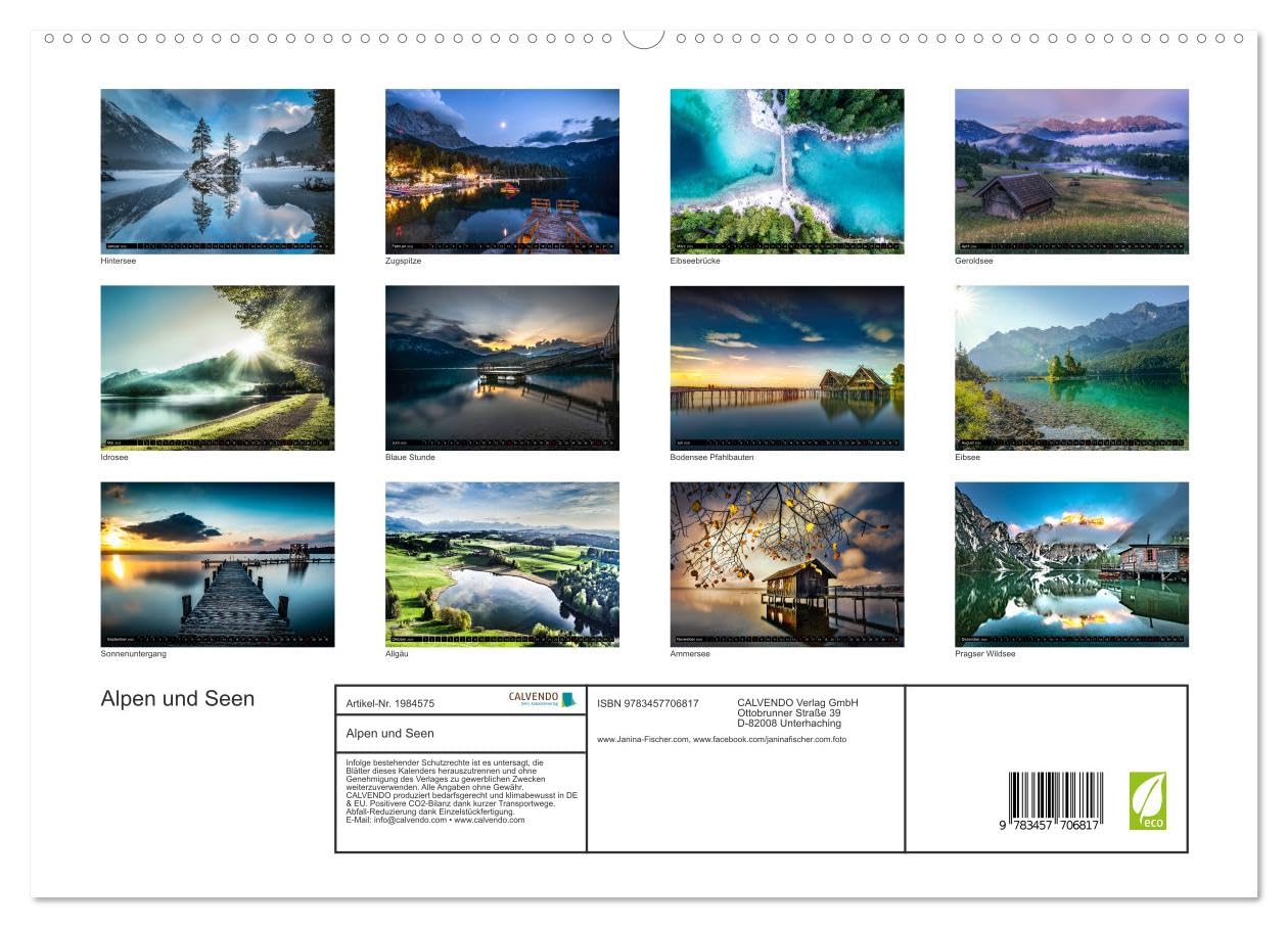 Alpen und Seen (hochwertiger Premium Wandkalender 2026 DIN A2 quer), Kunstdruck in Hochglanz: Landschaftsfotografie mit höchsten Ansprüchen (CALVENDO Natur)