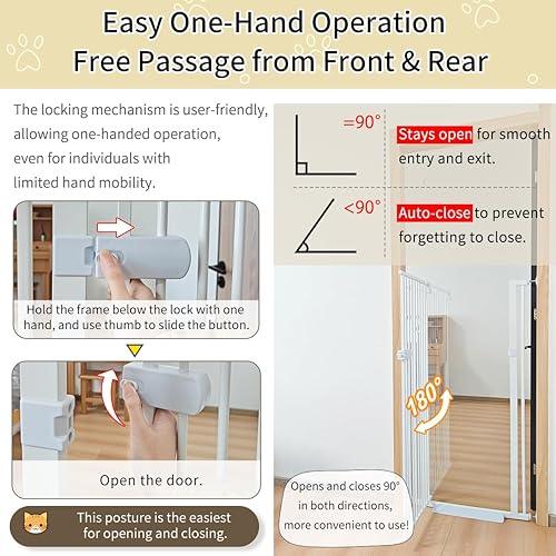 Miniatura 7 de Lumizone Puerta Extra Alta para Gatos de 61.02" de Alto Montada a Presión Extra Ancha 2025 Nueva (17 Tamaños) Separación de 1.37" Sin Perforación