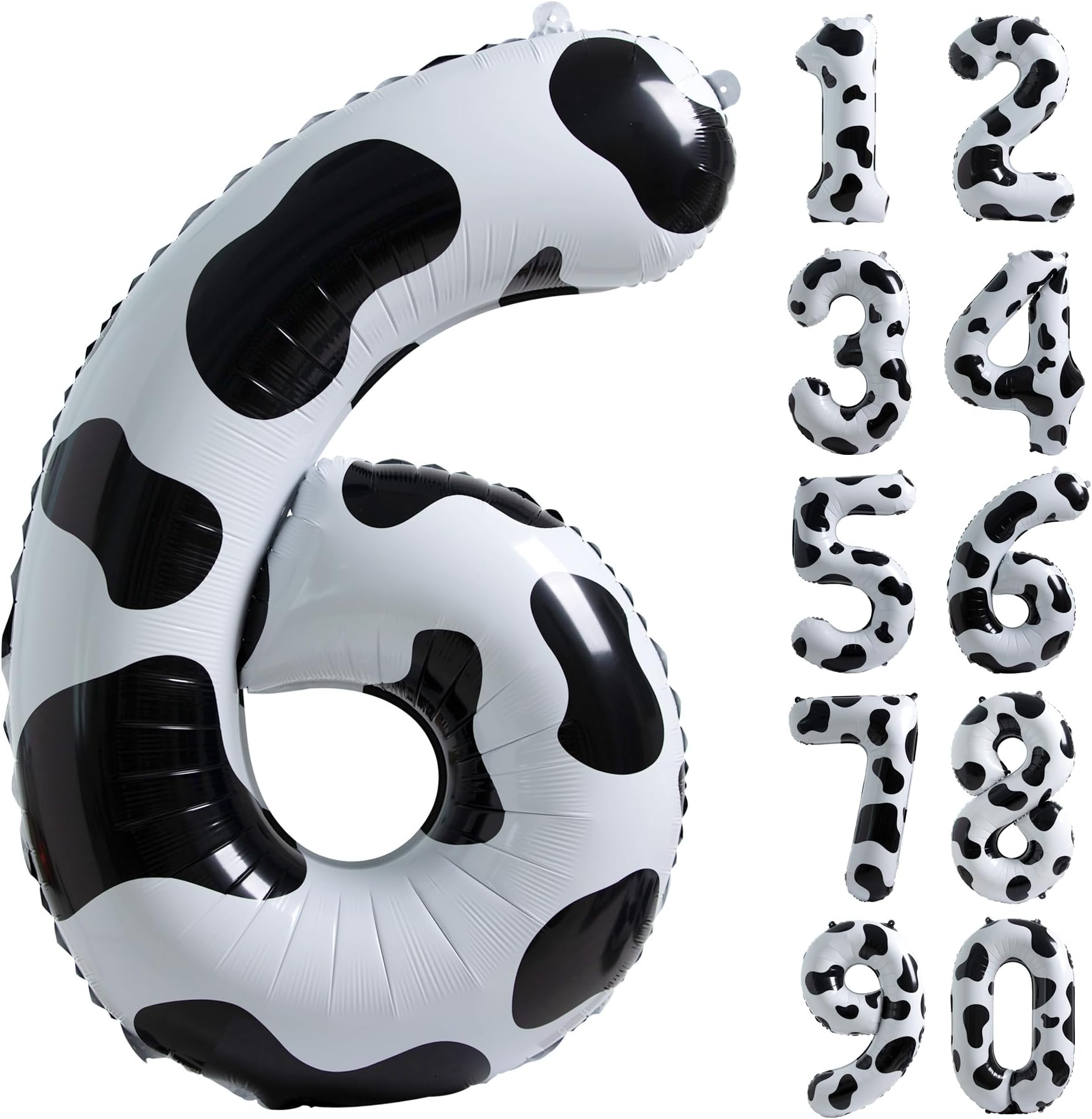 Cow Print Balloon Birthday Decorations Supplies,40 inch Number 6 Balloon | Cowgirl Theme Number Balloons for 6th Birthday Party | Farm Barn Decor for kids