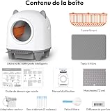 Devoko Self-Cleaning Pet Litter Box with Cute Cat Ears, Automatic XXL Enclosed Tray, Remote Control, Large Space, Safety & Odour Control, 90L Electric Litter Box for Multiple Cats - 8