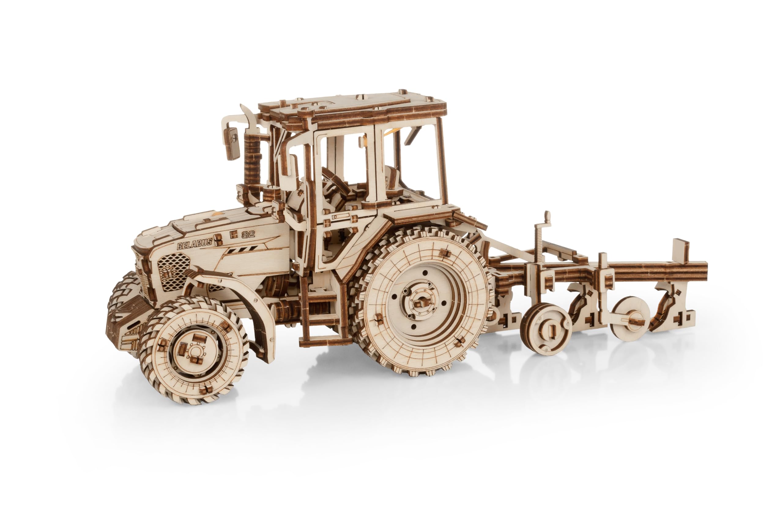 EWA Eco-Wood-Art ARADO 3D de Madera-Rompecabezas para Adultos y Adolescentes, 14+ -Montaje sin pegamento-325 Piezas, Color natuurlijk, Medium (Tractor BELARUS-82.3 with PLOW)