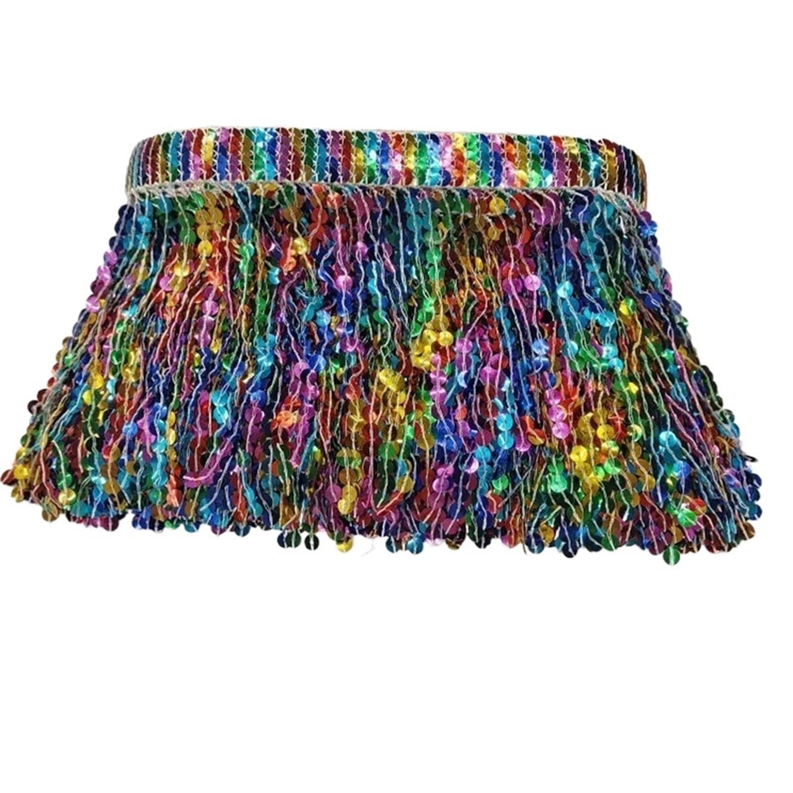 Fransenborte 1/2/3/5 Yards 16 cm bestickte Quaste Fransen Pailletten Spitzenbesatz Band for Latin Dance Kleidung Rock Besatz Zubehör