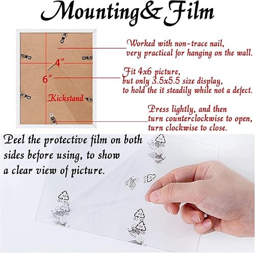 Miniatura 5 de Juego de 5 portarretratos de 4 x 6 pulgadas, marcos de fotos blancos de alta transparencia para galería de pared horizontal de escritorio vertical