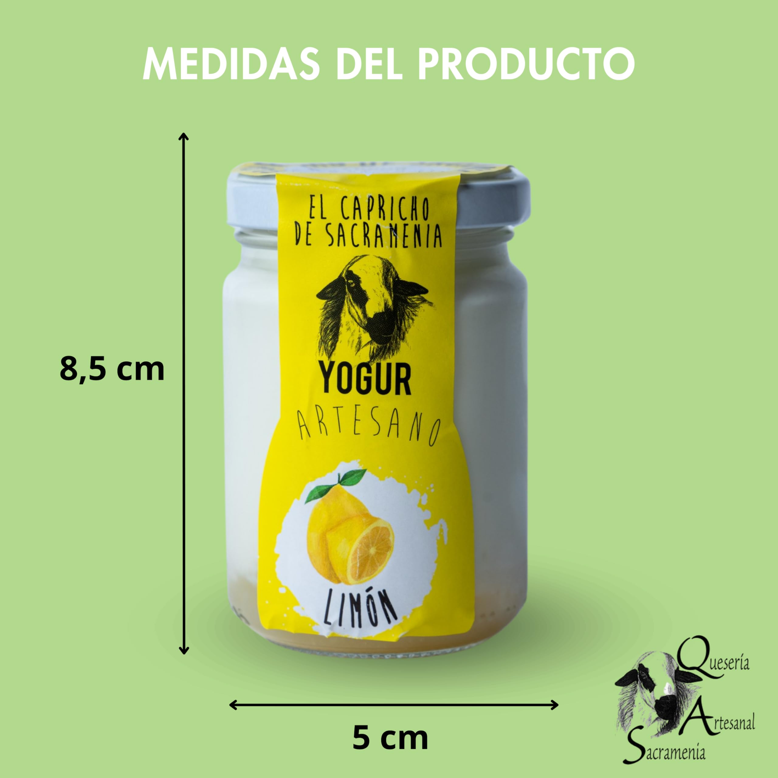 El Capricho de Sacramenia | Pack Limón | 20 Yogures Artesanales de Leche de Oveja y preparado natural de Limón | Cremoso, Natural y Saludable | Preparado Gourmet | Sin Gluten | Sabor Único y Original