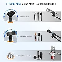 Vista 7 de CAHAYA Mic Stand Desk Adjustable - Boom Arm Desktop Microphone Stand Metal Weighted Base A-frame Table Mic Mount with 2 Mic Clips 3/8" to 5/8" Screw