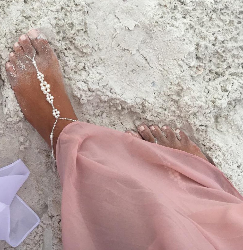 2 sandalias descalzas para boda, sandalias descalzas para novia, joyería para pies, sandalias de boda, sandalias sin pies, tobilleras esclavas, accesorios de boda, sandalias con cuentas 5