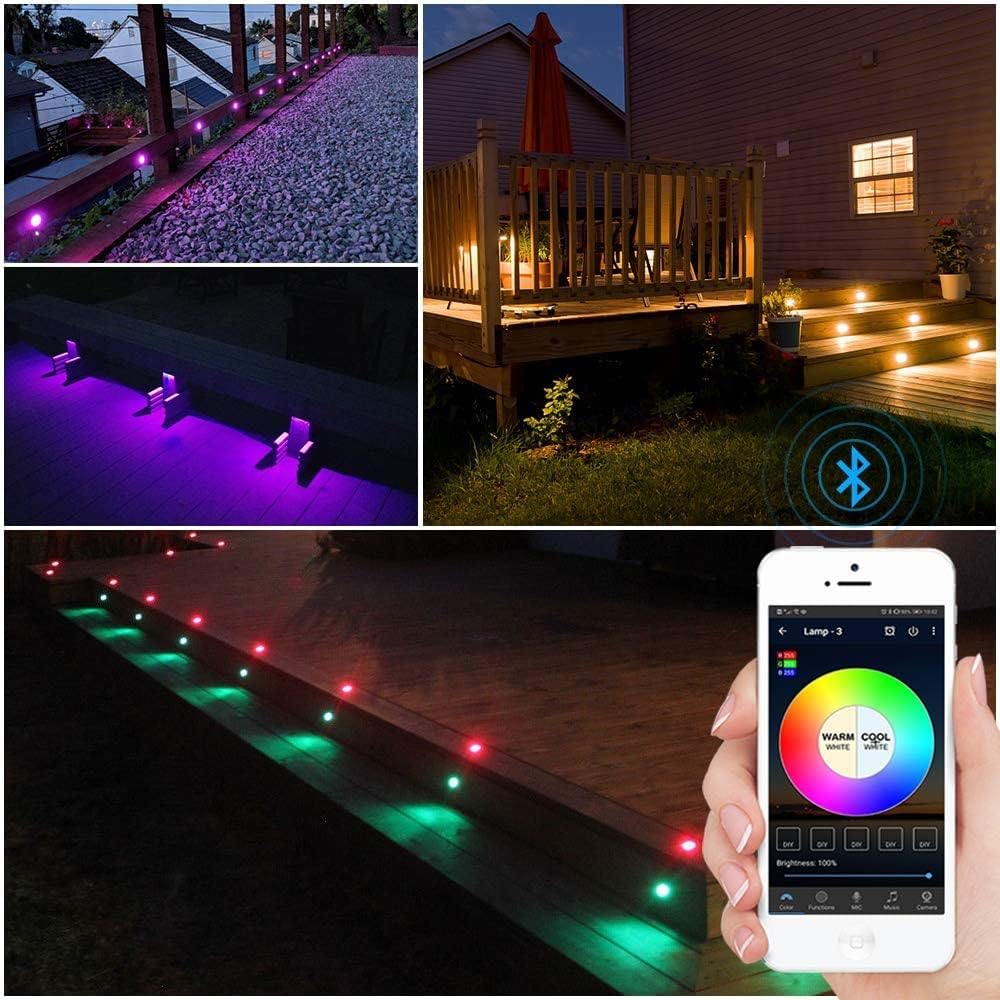 Hоt Dеаlѕ INDARUN Low Voltage LED Deck Light Black, 10pcs RGB & Warm White Bluetooth Control Recessed Deck Lights In Ground Lighting Waterproof Outdoor Step Stair Landscape Decor