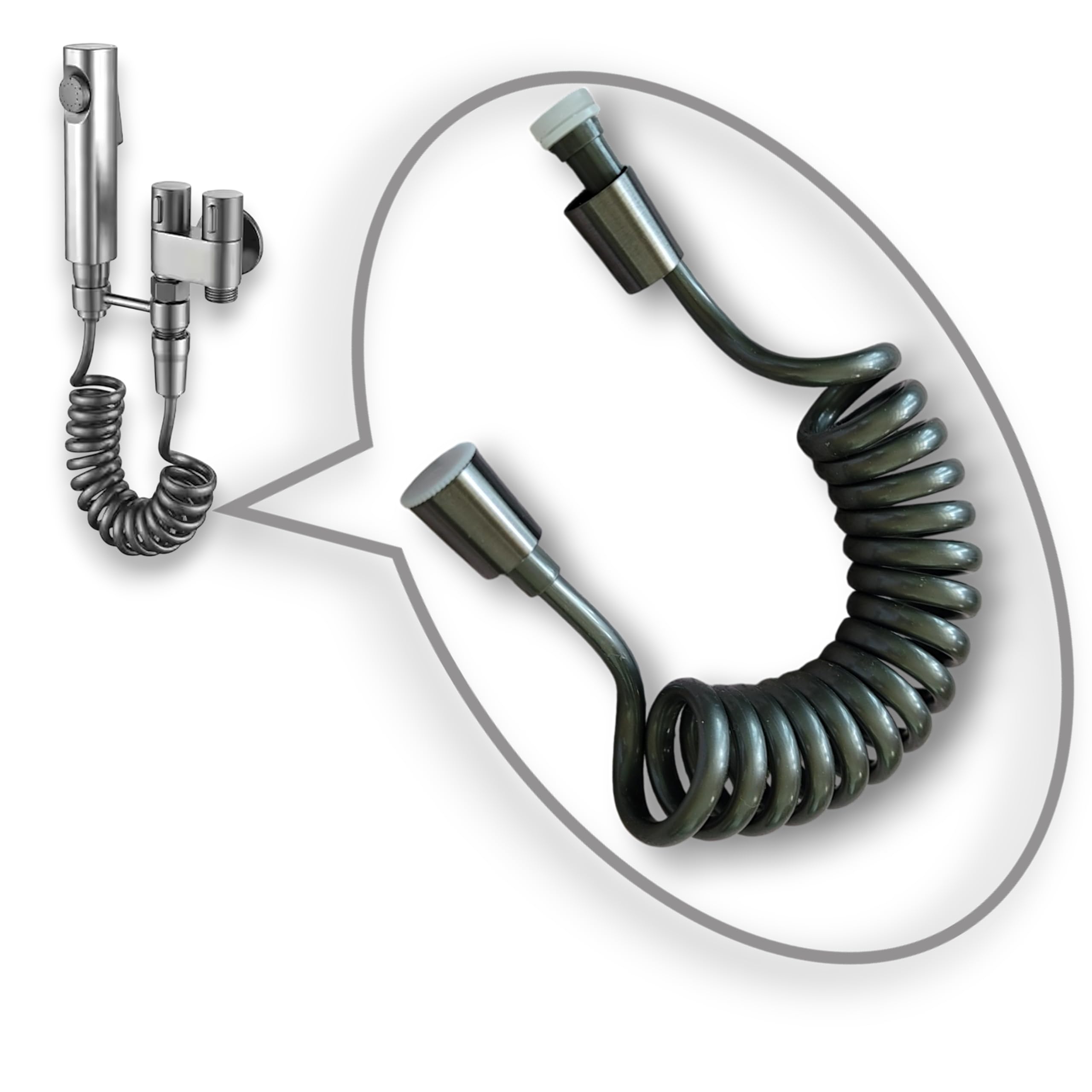 Zusha Health Faucet Pipe 1.5 Meter | Flexible Spiral Jet Spray Hose Pipe for Toilet | Leakproof Bidet Spray Replacement Pipe Tangle-Free High Pressure Health Faucet Hose Bathroom Commode Spray Tube