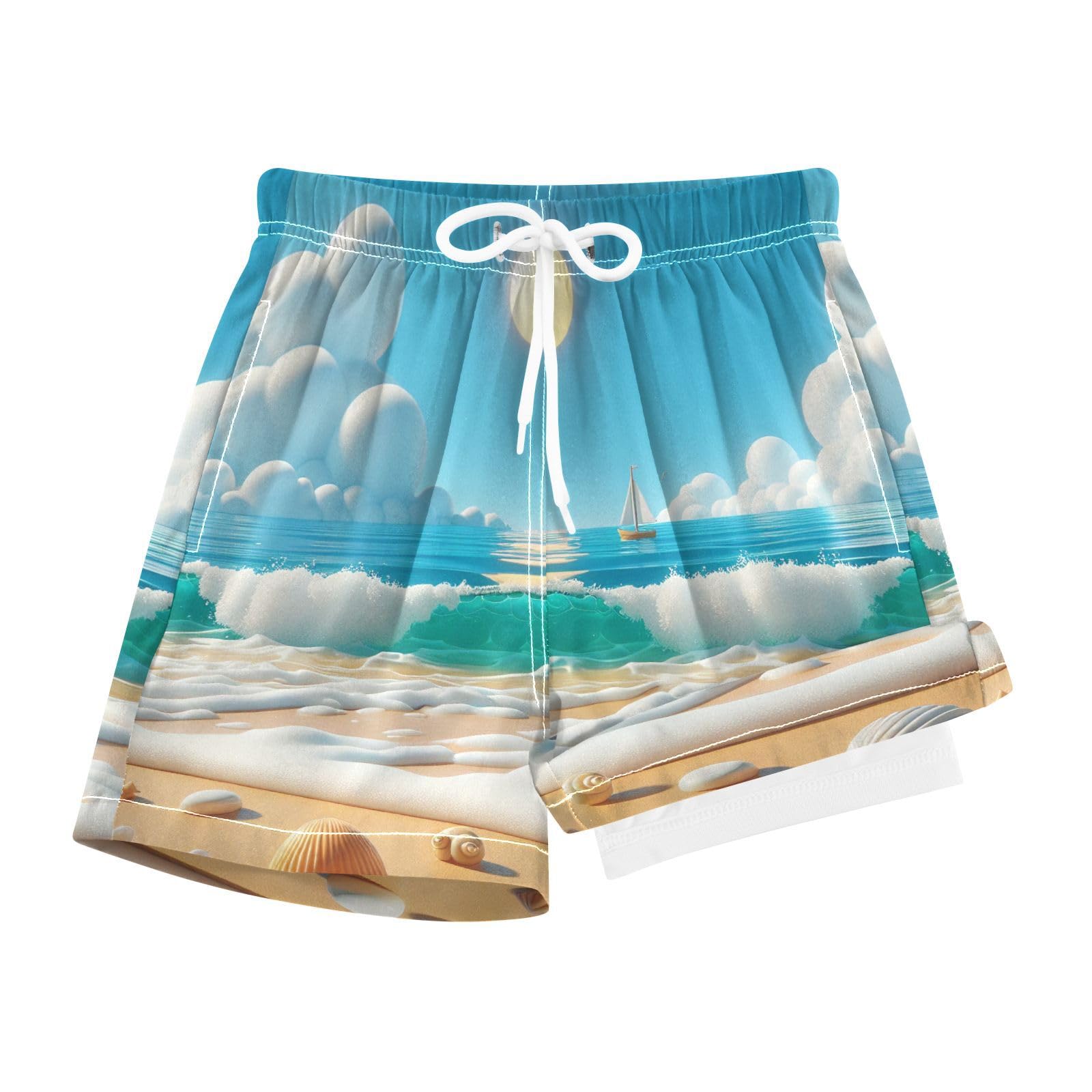 YANENDIE Boy Swim Trunks with Compression Liner Sun and Beach Boys Swim Shorts Quick Dry Beach Shorts