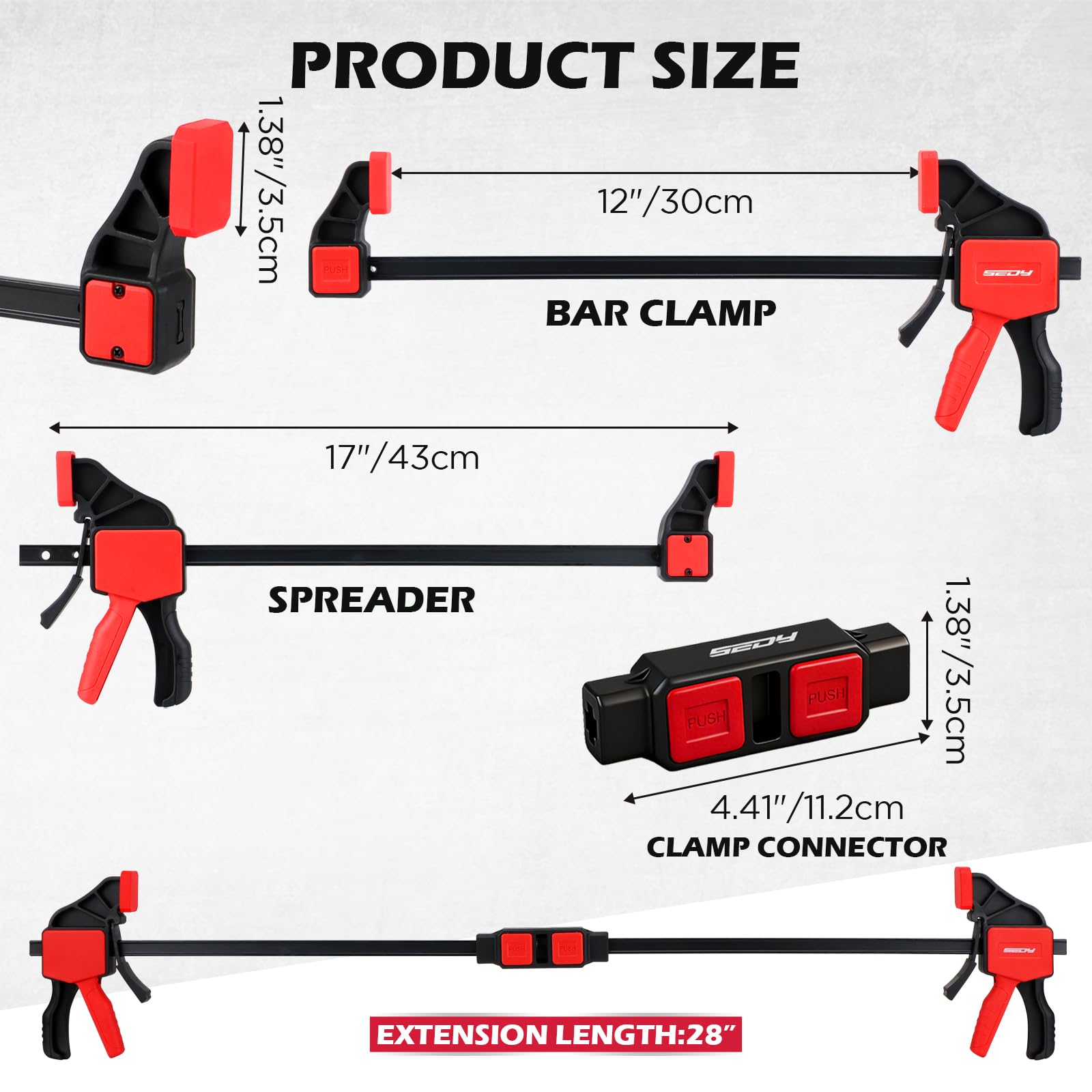 SEDY 12 Inch Bar Clamps - 6 Pack Woodworking Clamps -2