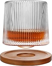 WICHBEEN Crystal Whiskey glasses,Rotatable -10 Oz old fashioned whiskey glasses,bar whiskey glasses,style glassware for bourbon,perfect Idea for scotch lovers,glasses for scotch, rum glasses,Vertical