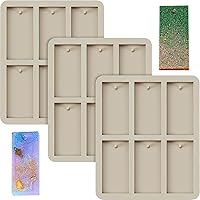 Patelai 3-Pack Silicone Resin Wax Sachet Molds for Valentine's Day Keychains, Epoxy Pendants & DIY Crafts - Rectangle with Hanging Hole