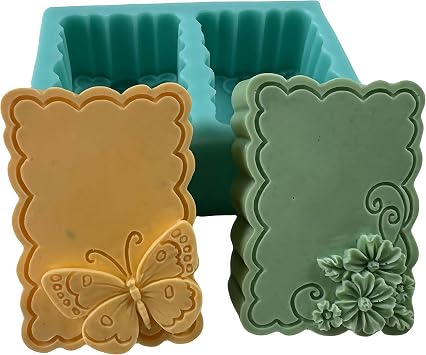 Butterfly&Flower Silicone Soap Mold,2 Cavities DIY Silicone Mold for Natural Soap Scented Candle Wax Aroma Plaster Diffuser Resin Craft