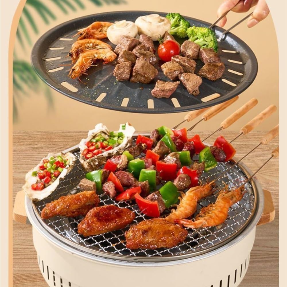 Fornello a Carbone Multifunzionale, Barbecue Portatile e griglia for la Preparazione del tè for Patio Domestico e Campeggio all'aperto