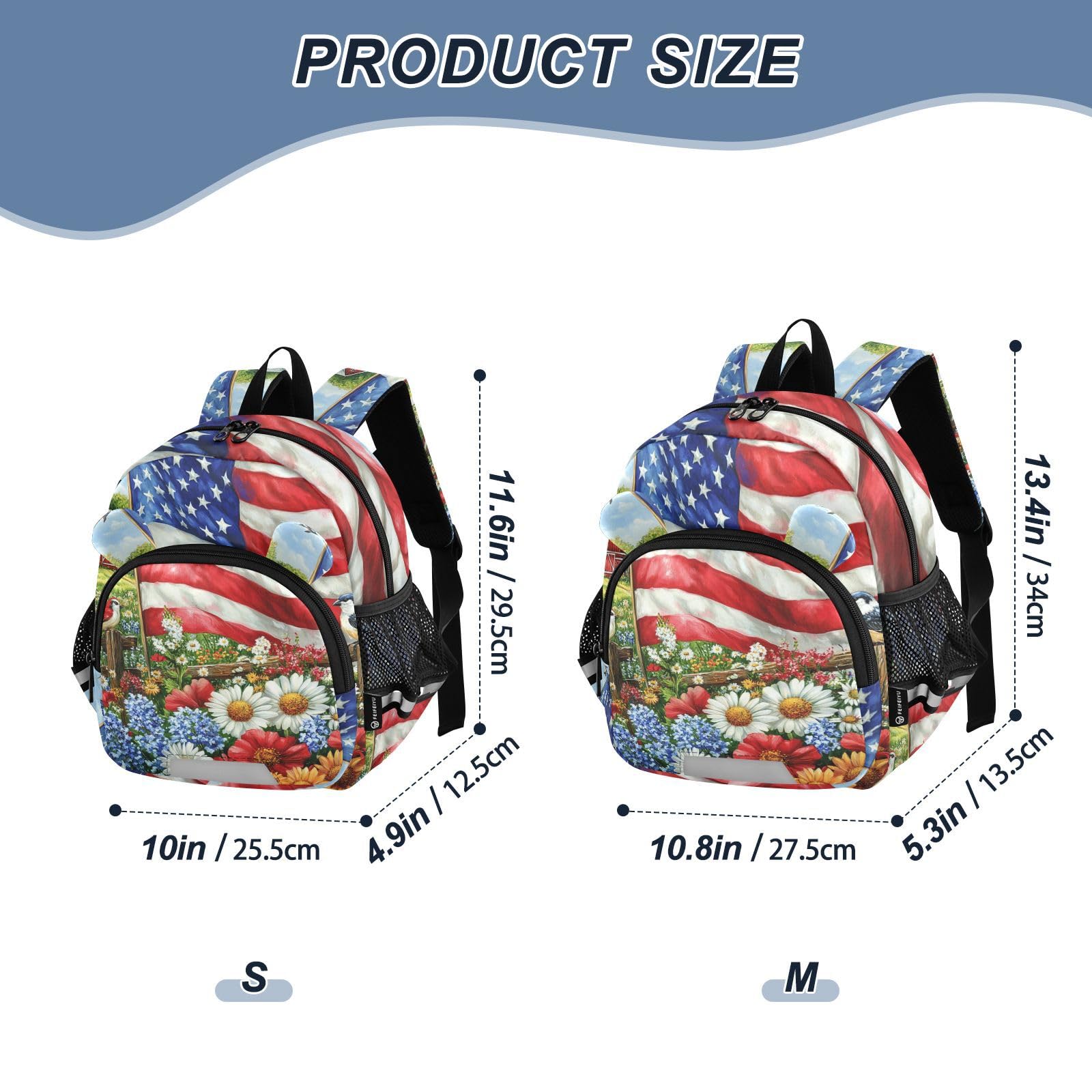 Eagle Flag Bird Flowers Toddler Harness Backpack for Boys Girls 3-6 Years Kids Backpack with Anti Lost Safety Leash Baby Travel Bag for Preschool Travel Walking