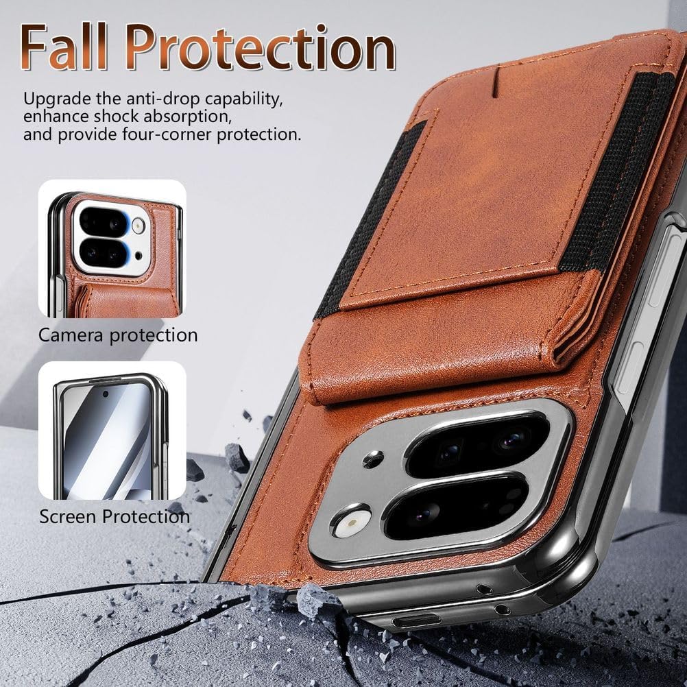 YUANSHXM-Hinge Case for Google Pixel 10  Pro Fold,Heavy Duty Protection Wallet Detachable Magnetic Suction Leather Cover Built-in Screen Protector Shockproof Shell (10  Pro Fold,Black)