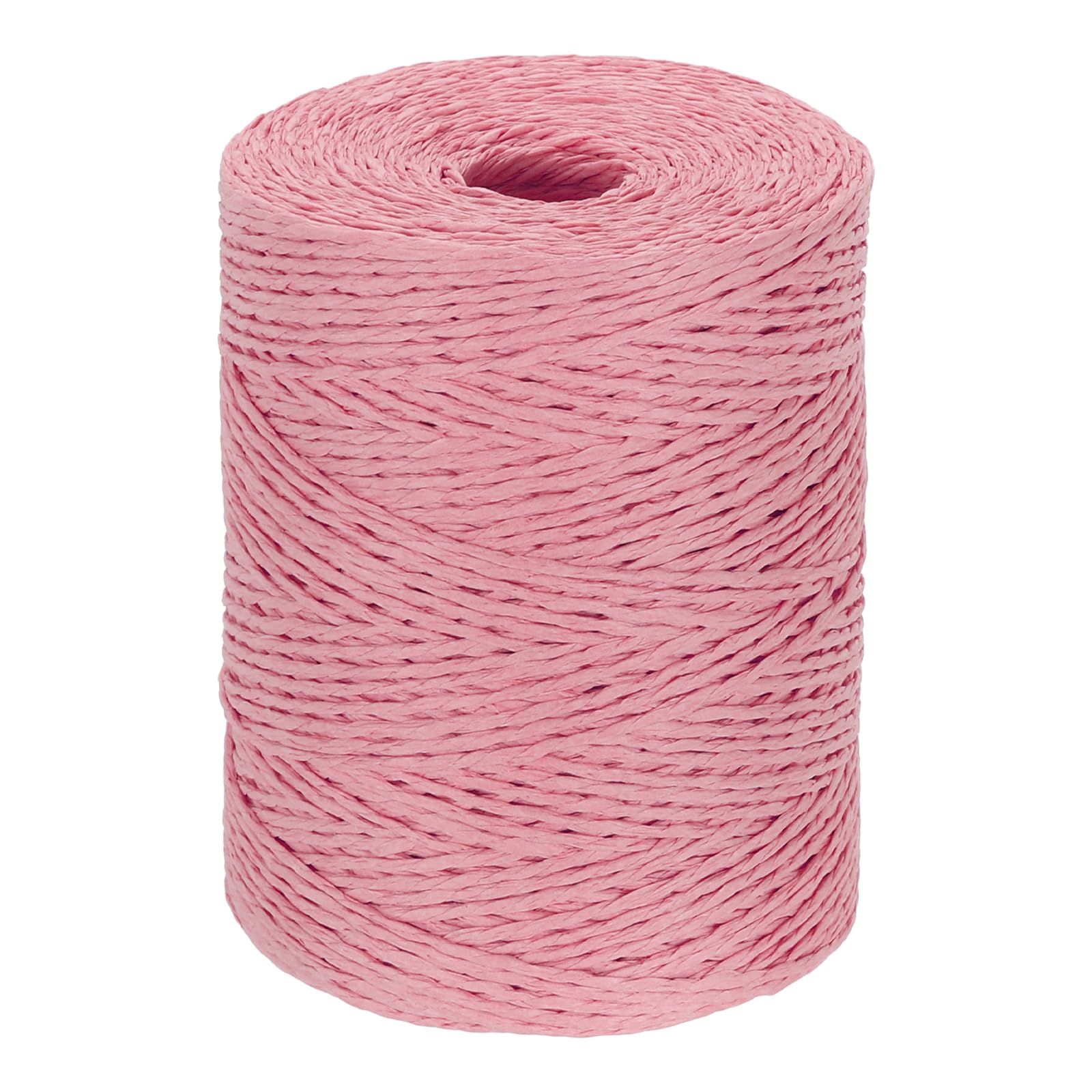 PATIKIL Natural Cotton Raffia Yarn 328 Yard, Crochet Raffia Paper Ribbon for DIY Sun Hat Beach Bag Crochet Yarn Wrapping Knitting, Pink