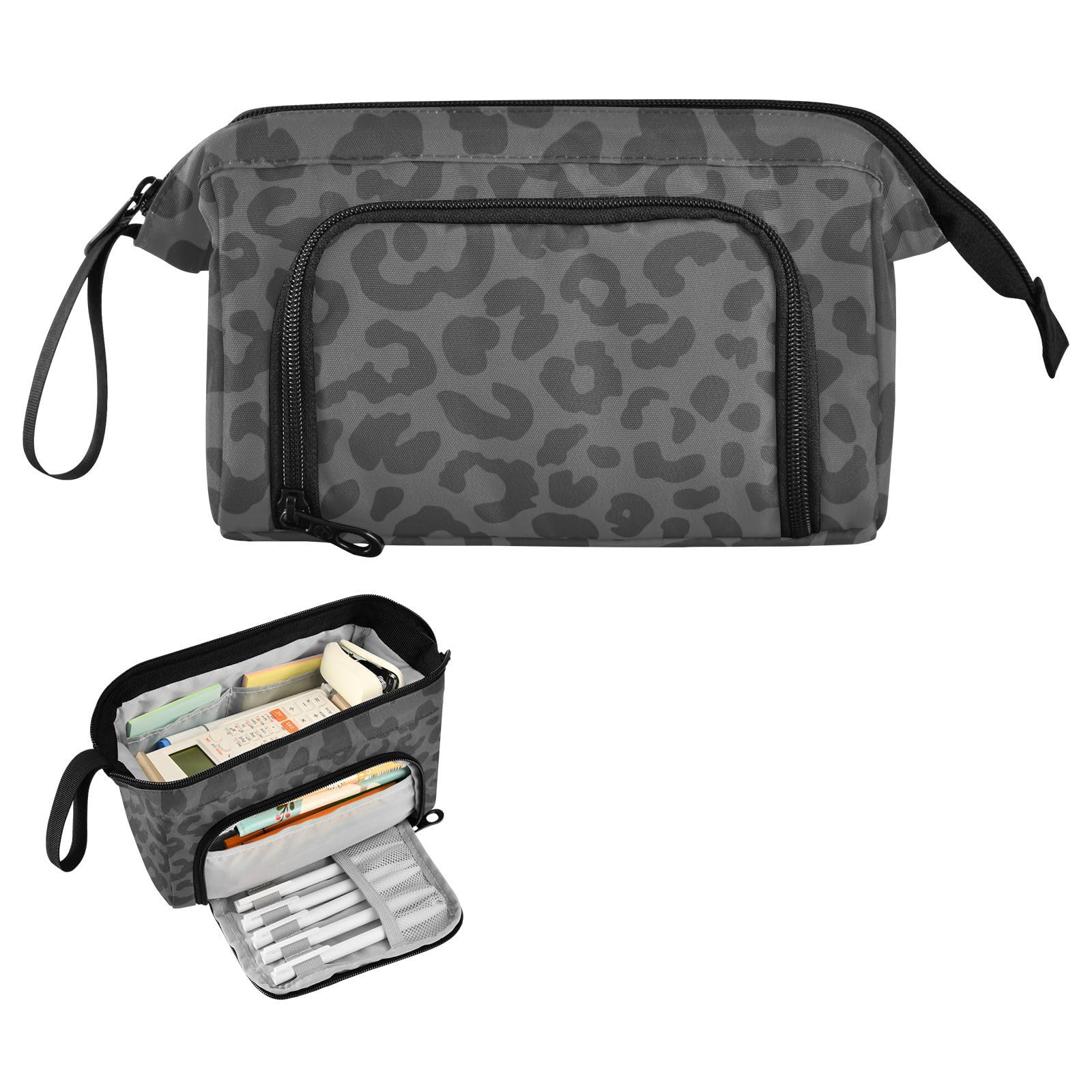 Leopard Print Big Capacity Pencil Pen Case Large Pencil Pouch