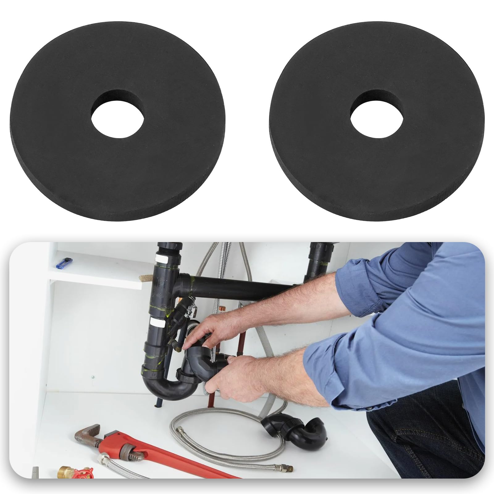 Briny River 25pcs Rubber Flat Washers 1/4" ID x 1" OD x 1/8" Thickness EPDM Rubber Washers for Automotive Construction Electronics Marine Plumbing - Image 2