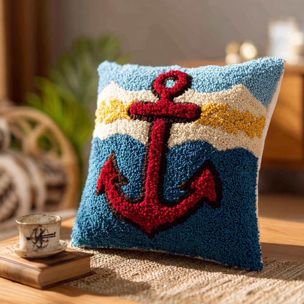 Wallustrioaw Latch Hook Cushions-A Latch Hook Cushion Kits,Anchor