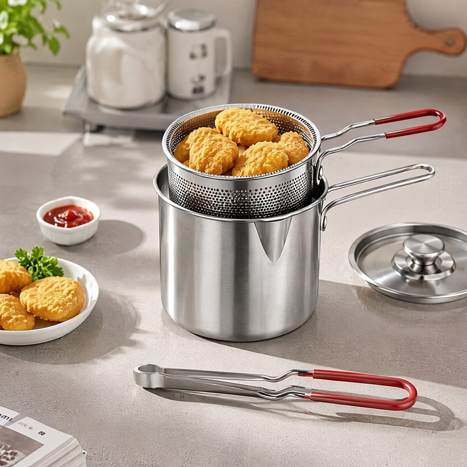 Small Stainless Steel Mini Fryer Zestaw garnków 5 szt