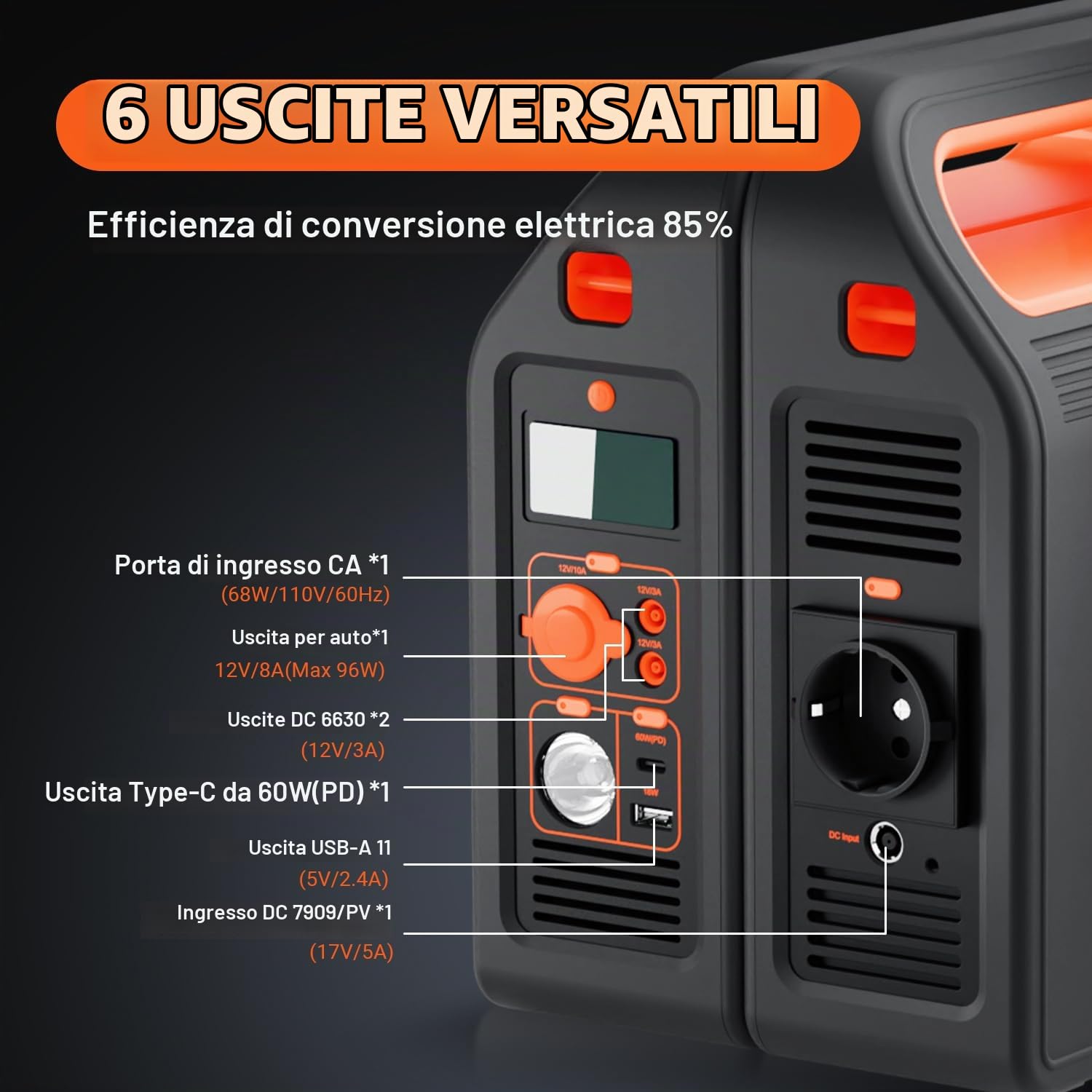 Centrale Elettrica Portatile de LEEVOT, Batteria di Backup Casa NMC da 324Wh, Uscita AC a Onda Sinusoidale Pura da 300W con Tracolla, Generatore Solare per Uso Esterno e Campeggio (P300)