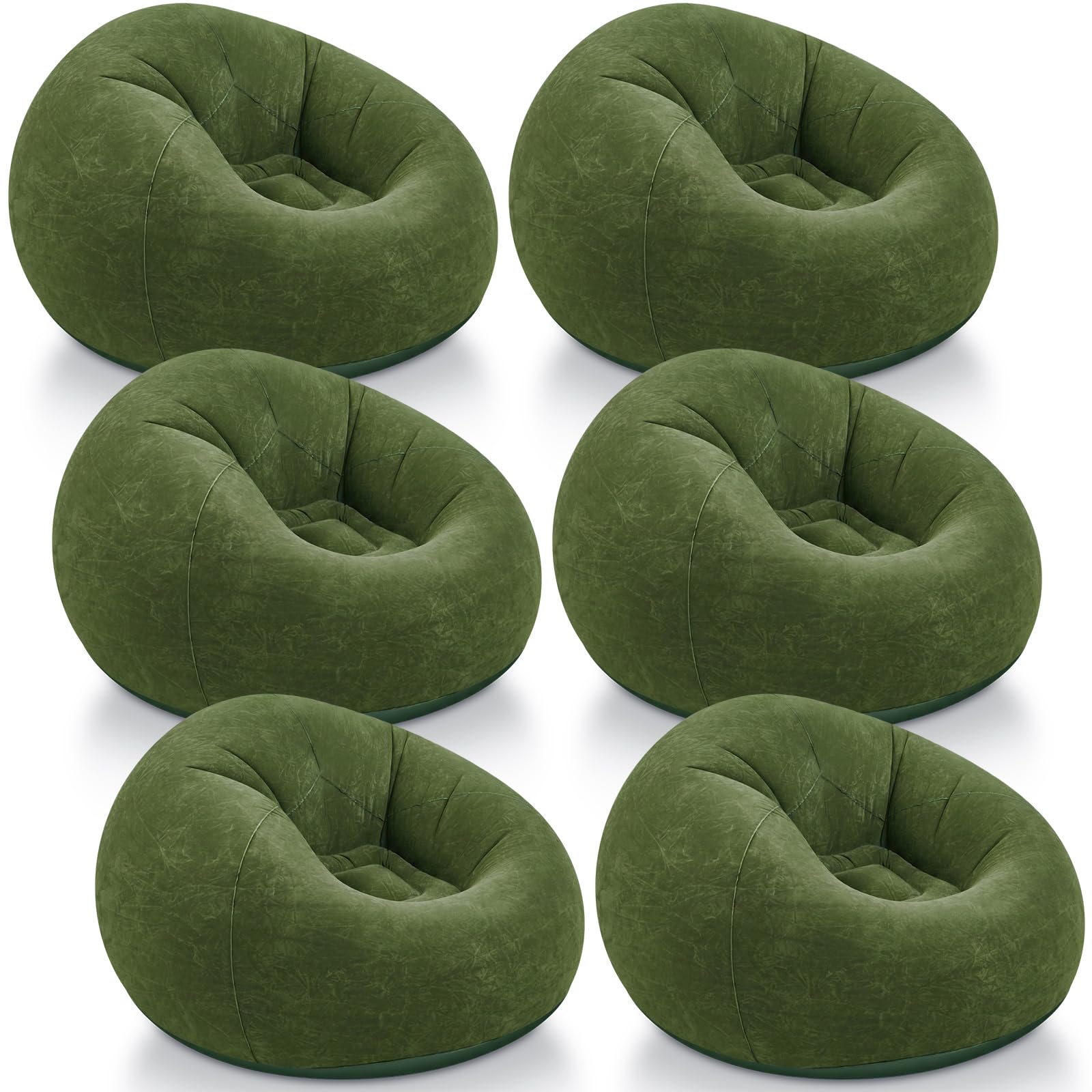 Realspring Inflatable Bean Bag Chairs,Dark Green,6 Pcs