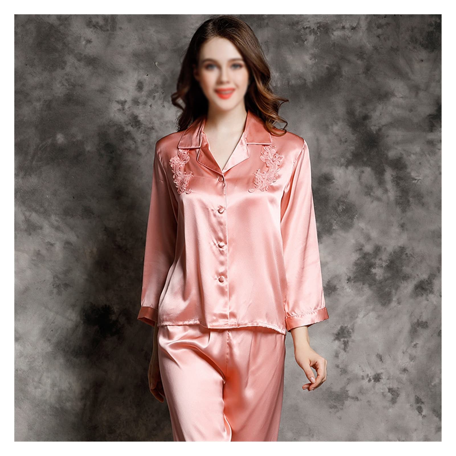 Seda Pijama Satin Pantalon Largo Seda Chandal Pijama Mujer De