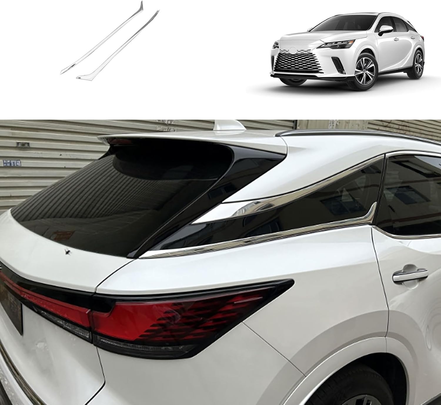 Car Accessories Compatible with Lexus New RX RX350 RX350h RX500h F Sport 2023 2024 2025 2026 Window Side Molding Trims Exterior Decorative Strip Cover ABS 2PCS(Glossy Chrome Style)