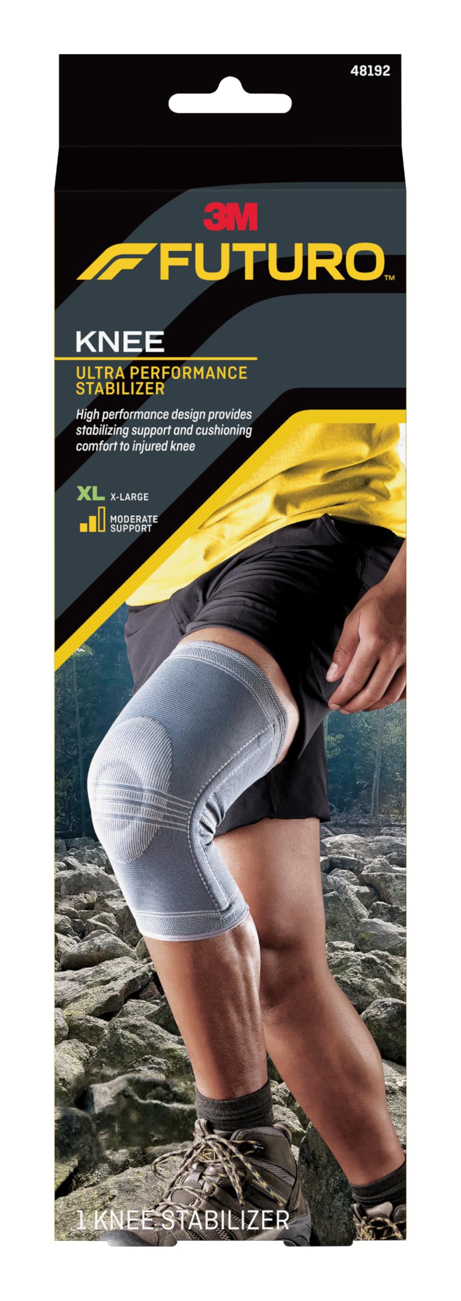 Ultra Performance Knee Stabilizer XL size, 1 unit/pack | Grey color | 48192ENR | High performance design provides stabilizing support and cushioning comfort to injured knee | Knee Support