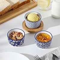 Vista 6 de vancasso Selene - Juego de 6 mini ramequines de cerámica de 4 onzas, tazas para hornear aptas para horno para crème brûlée, soufflés, postres