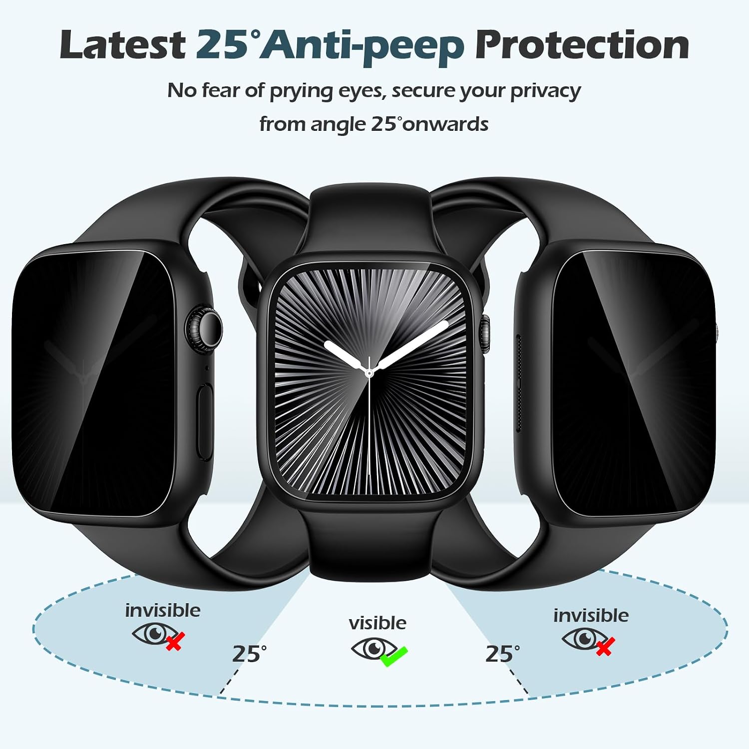 JULK [2-Pack Privacy Case for New SE 3 (2025) Apple Watch 44mm, Hard PC Cover with Built-in Anti-Spy Tempered Glass Screen Protector for iWatch Series SE/6/5/4 (2 Transparent)
