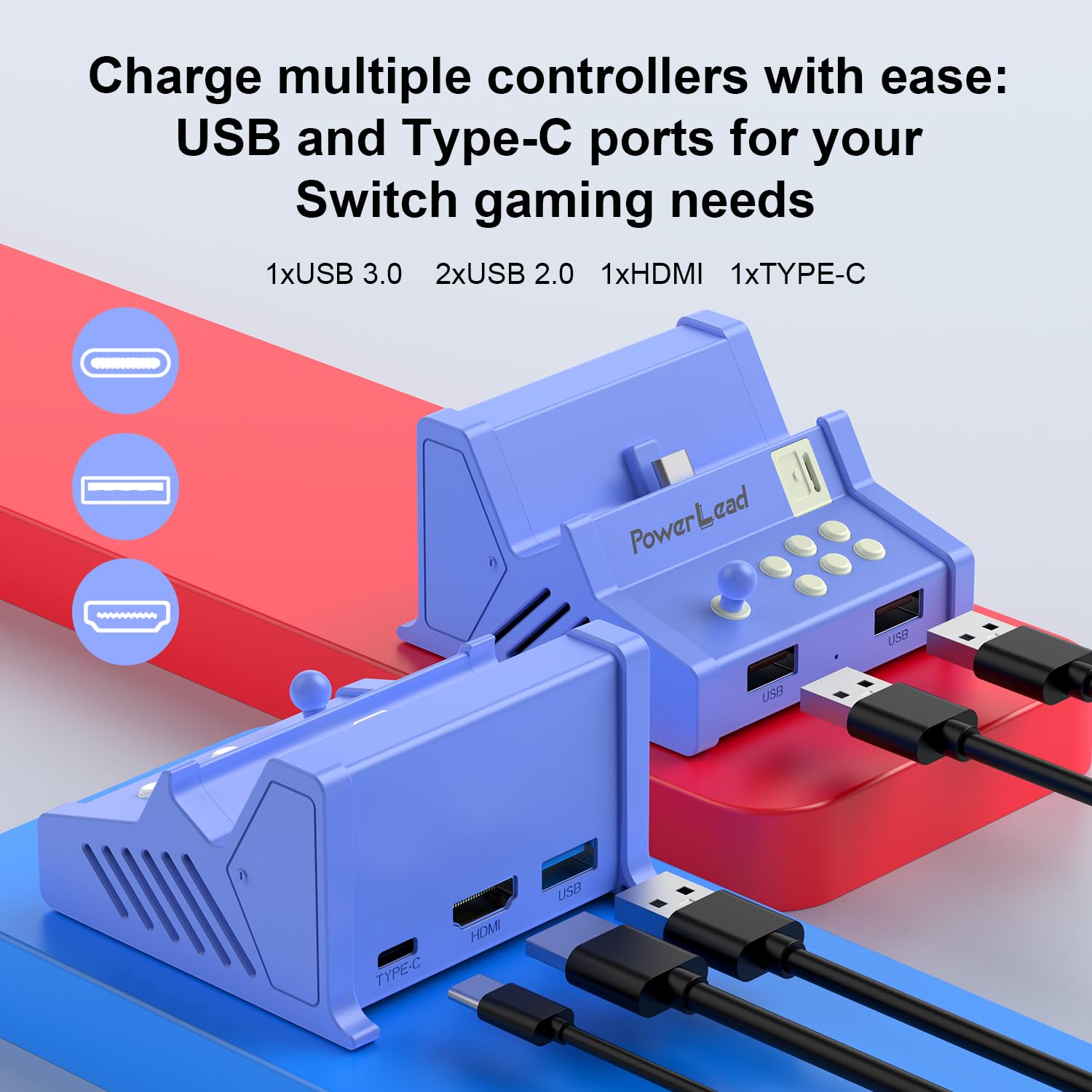 Dock TV per Nintendo Switch, Dock Switch HD portatile, Stazione di docking per Nintendo Switch/OLED, Porta HDMI, Stile arcade retrò
