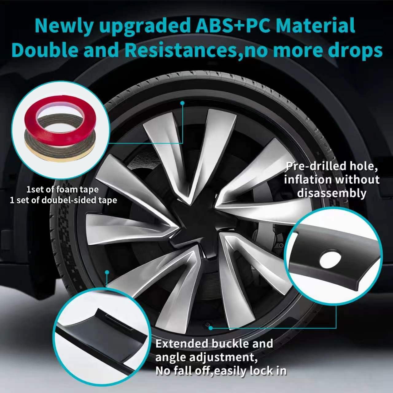 Tesla Model Y Juniper 2026 Rim Protectors, Premium Matte Black Wheel Rim Guards, Conceals Existing Scratches & Curb Rash, 4-Pack for 20 Inch Helix 2.0 Wheels, Snap-On Design, OEM-Style Fit