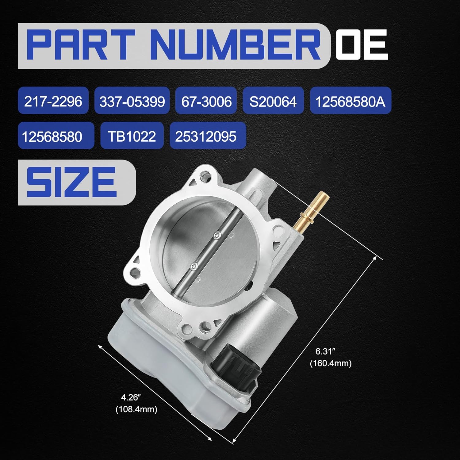 S20064 Electronic Throttle Body For Chevy Colorado Impala Trailblazer Monte Carlo/GMC Canyon Envoy/Buick Rainier/Isuzu i-350 i-370 Ascender/Hummer H3/Saab 9-7X/Pontiac Grand Prix Replaces# 12568580